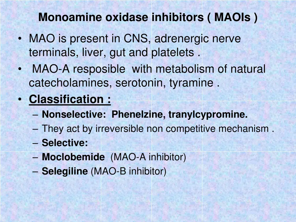 monoamine oxidase inhibitors maois