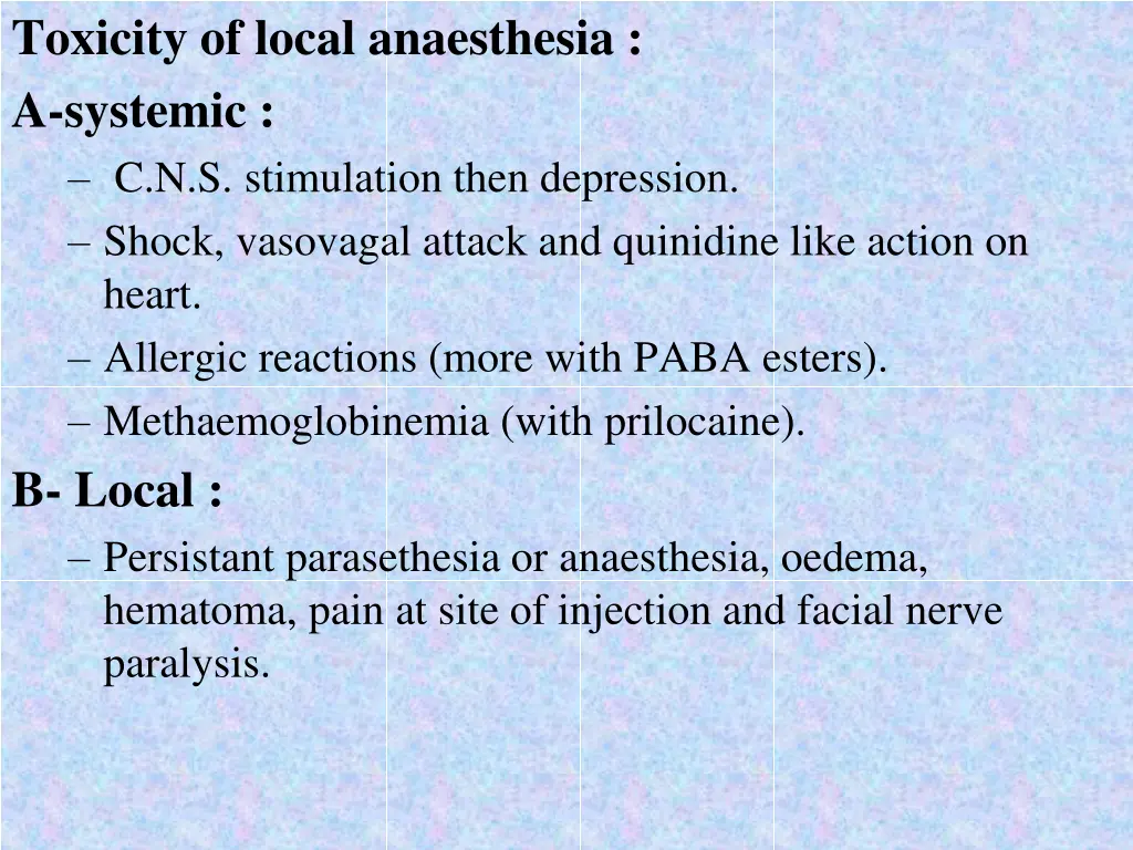 toxicity of local anaesthesia a systemic