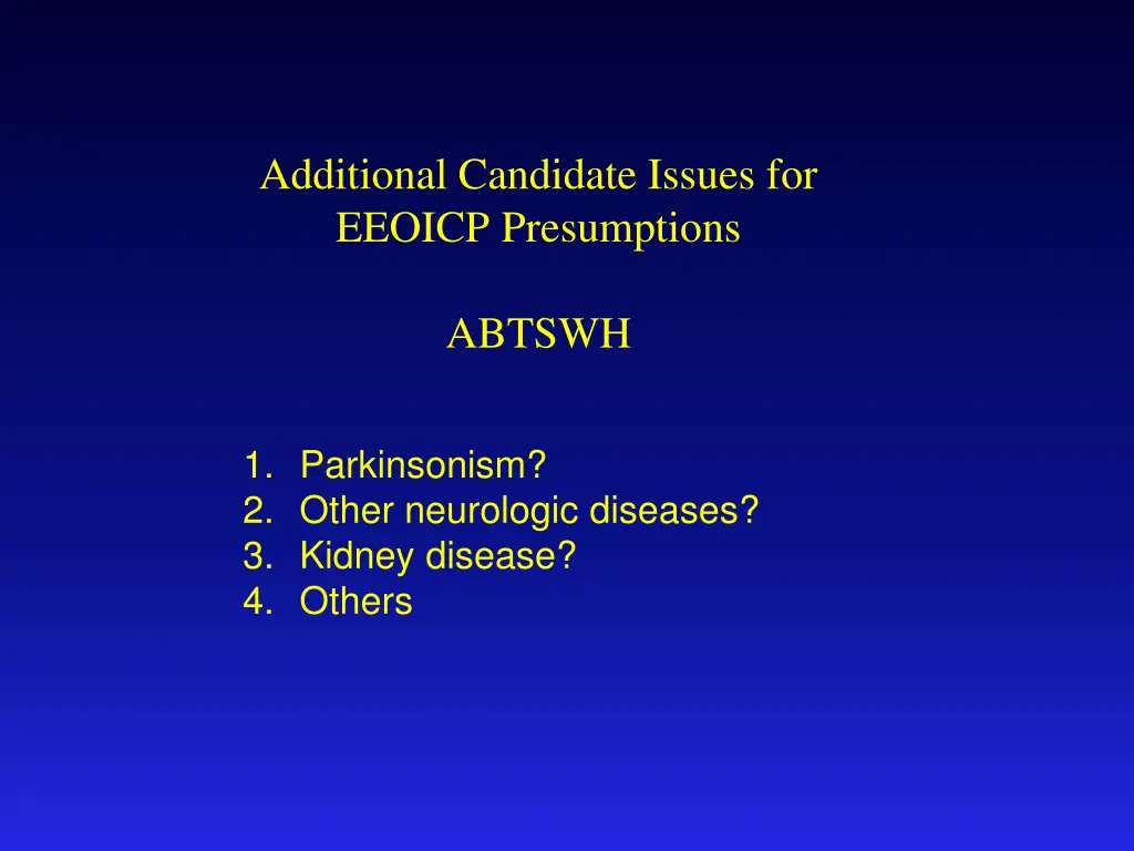 additional candidate issues for eeoicp