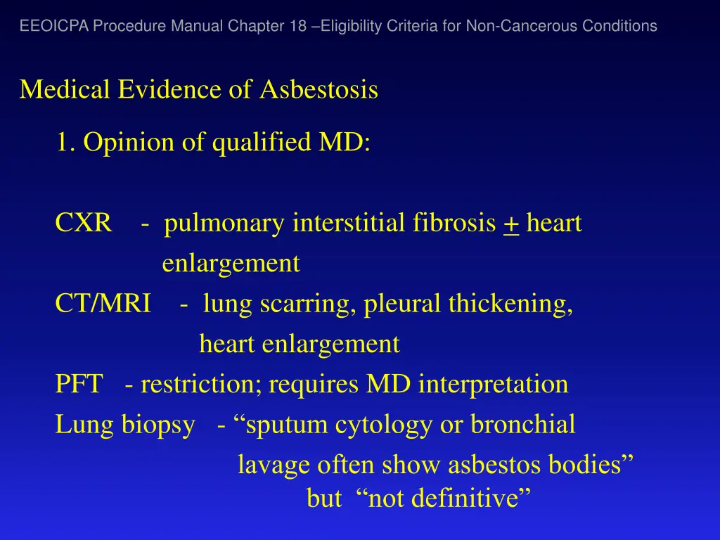 eeoicpa procedure manual chapter 18 eligibility 2