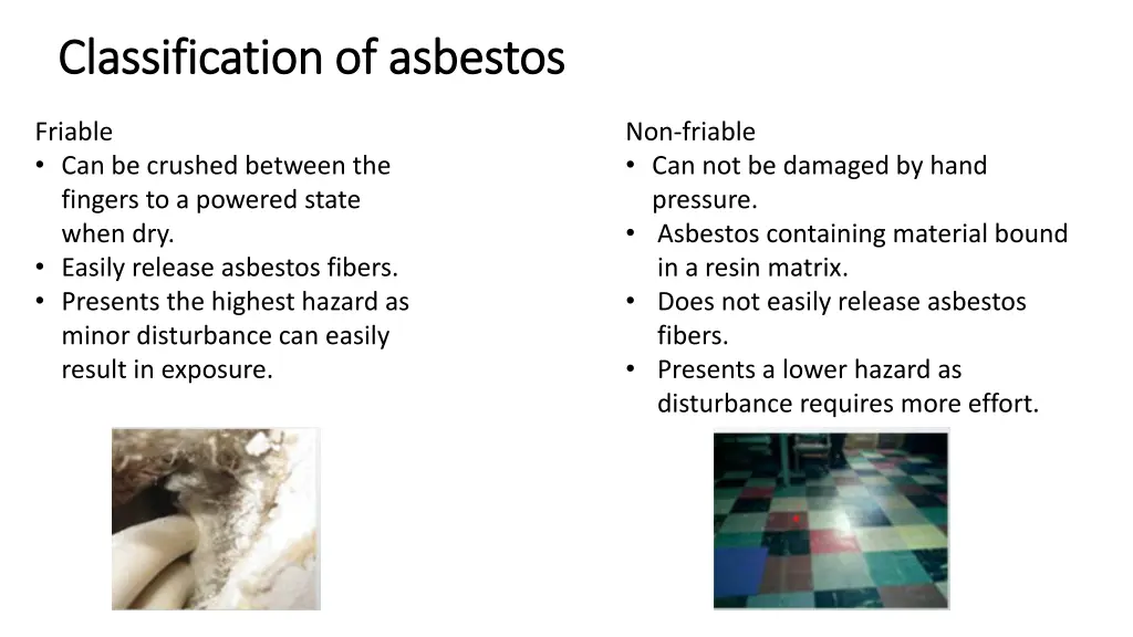 classification of asbestos classification