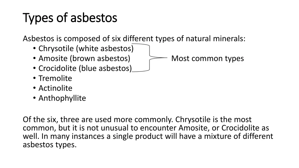 types of asbestos types of asbestos