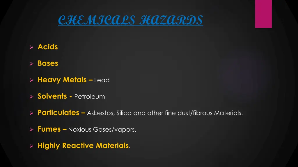 chemicals hazards