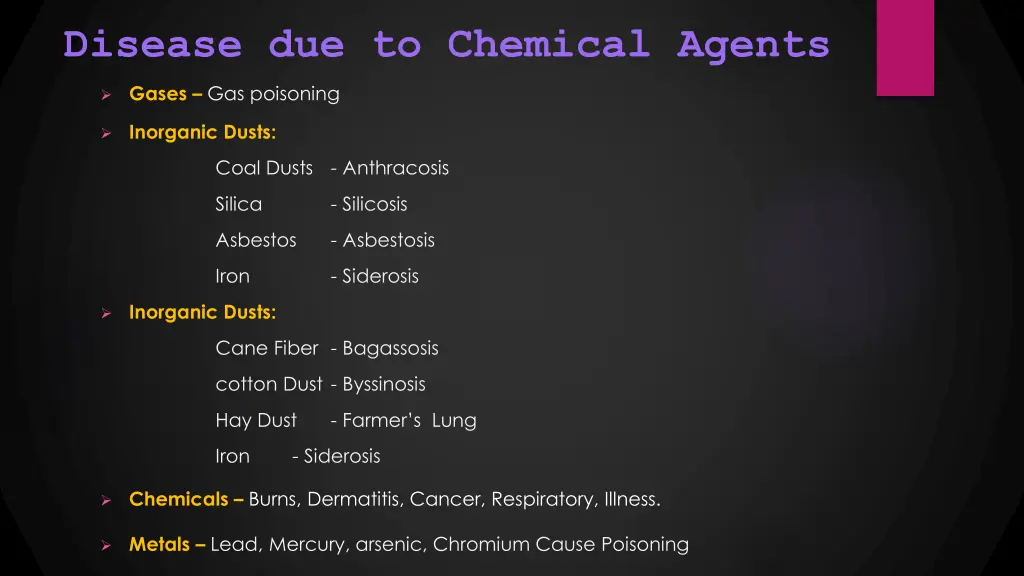 disease due to chemical agents