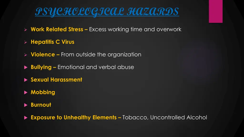 psychological hazards