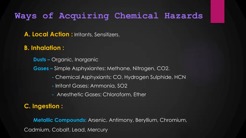 ways of acquiring chemical hazards