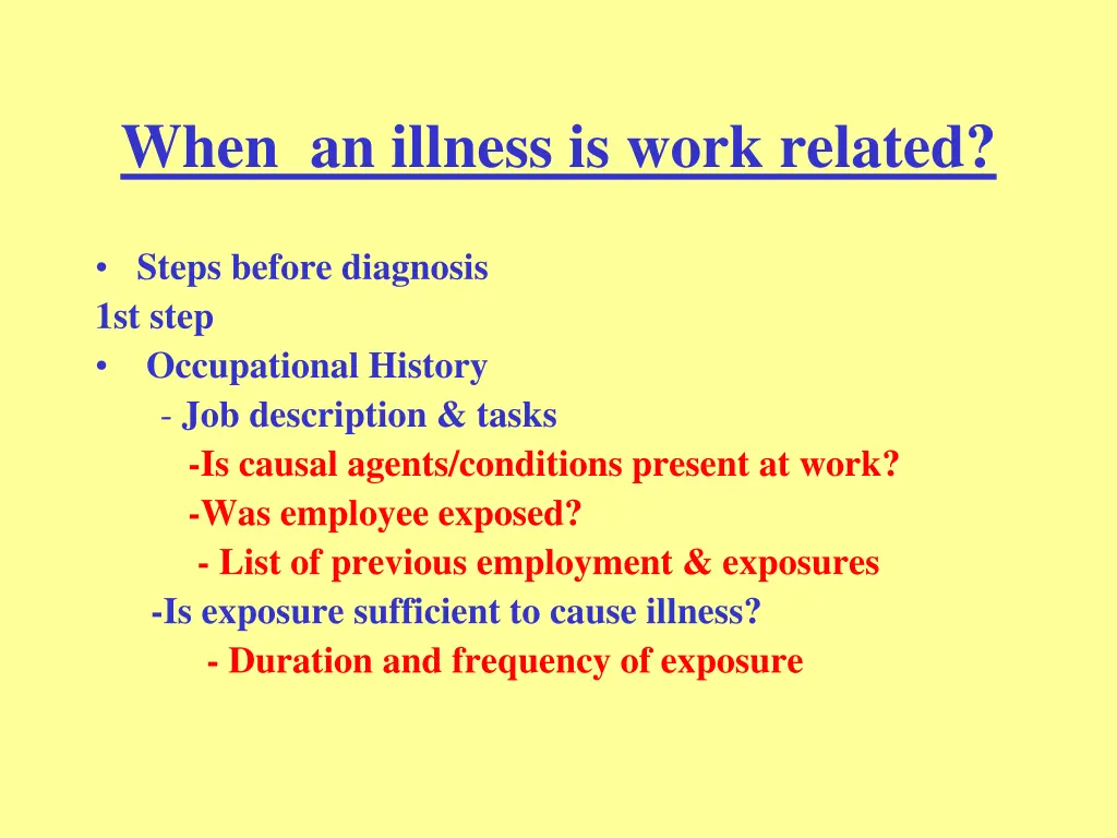 when an illness is work related