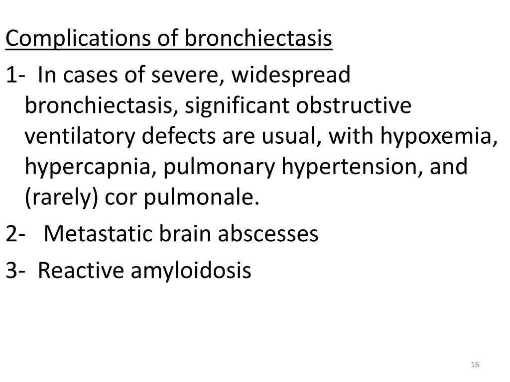 complications of bronchiectasis 1 in cases