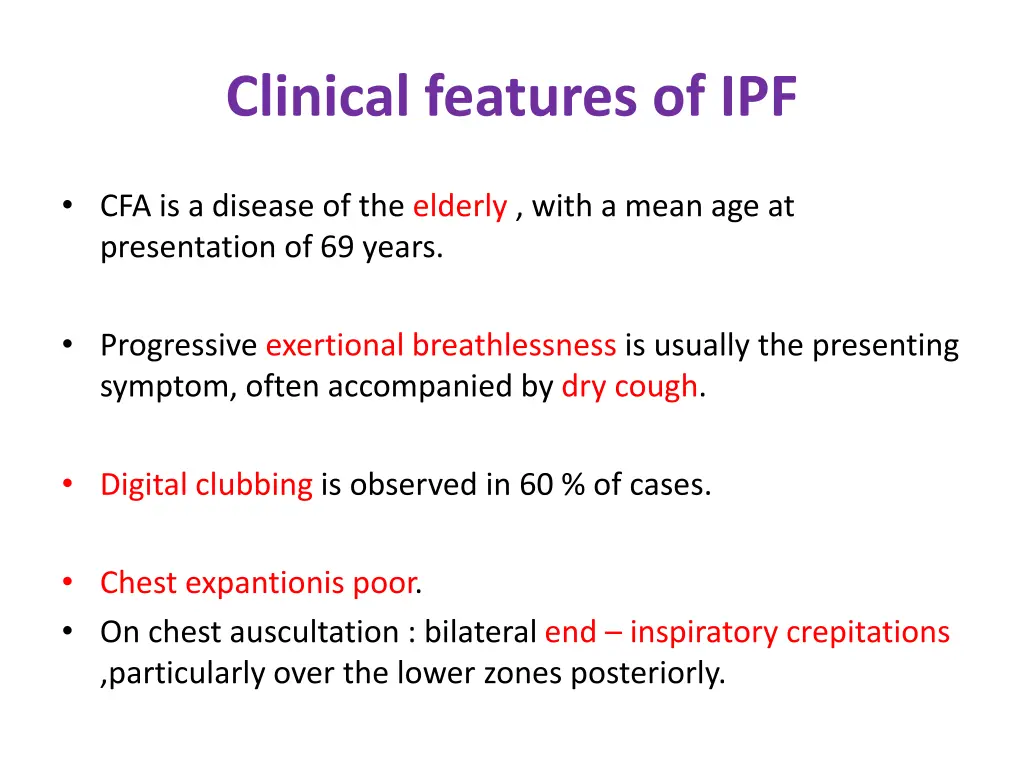 clinical features of ipf