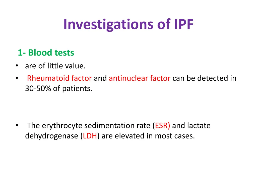 investigations of ipf