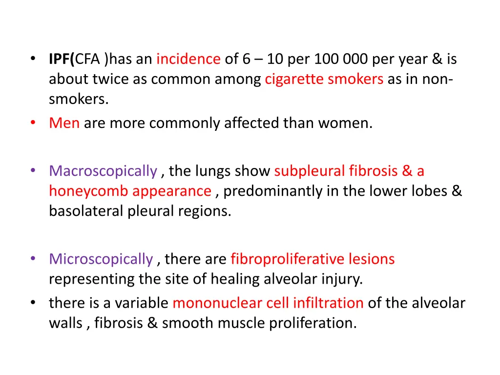 ipf cfa has an incidence