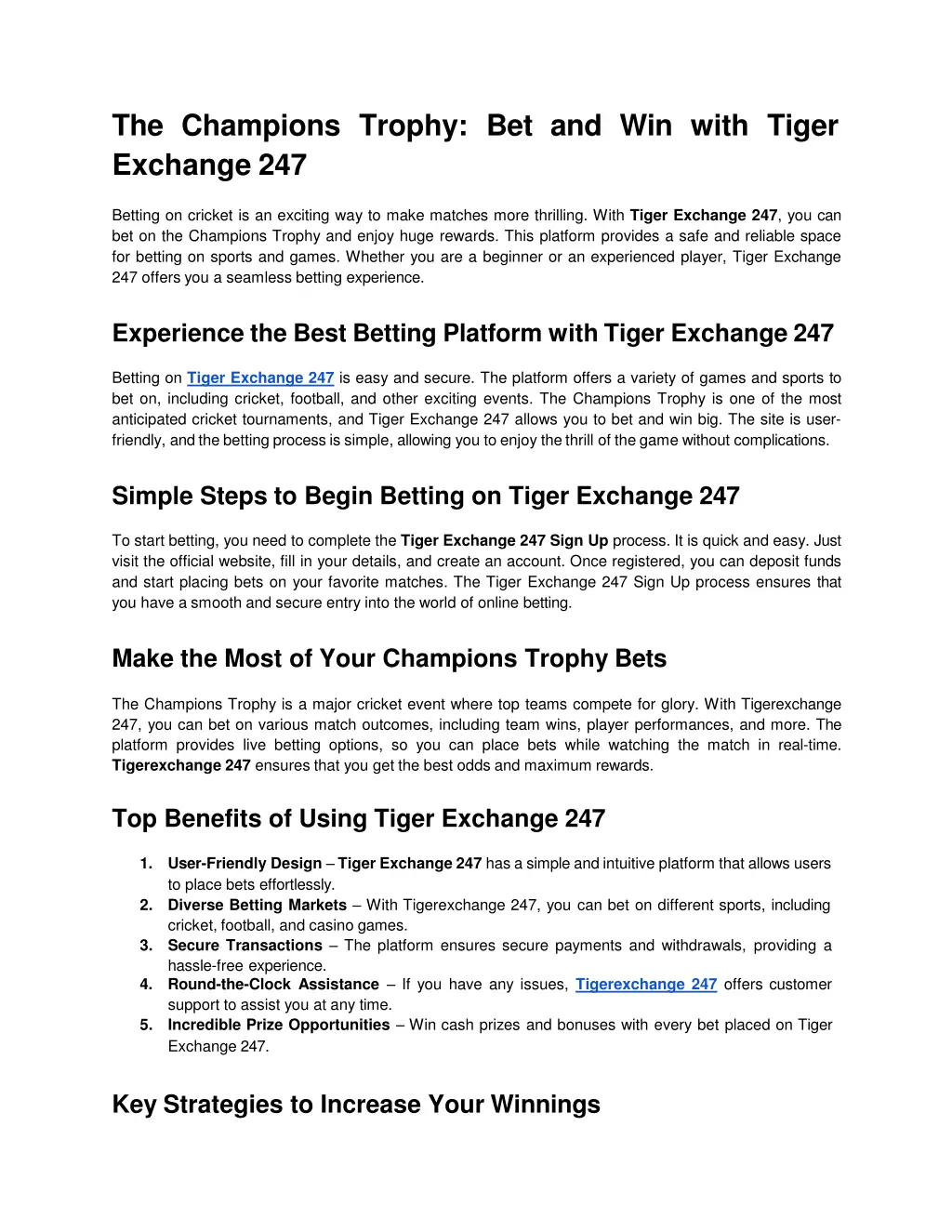 the champions trophy bet and win with tiger