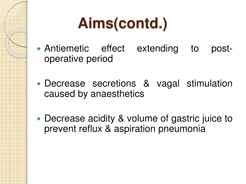 aims contd