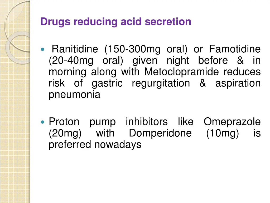 drugs reducing acid secretion