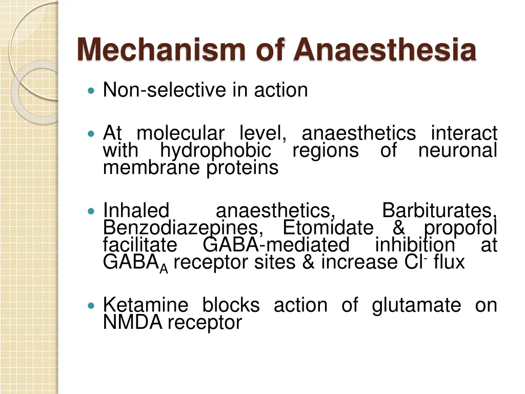 mechanism of anaesthesia