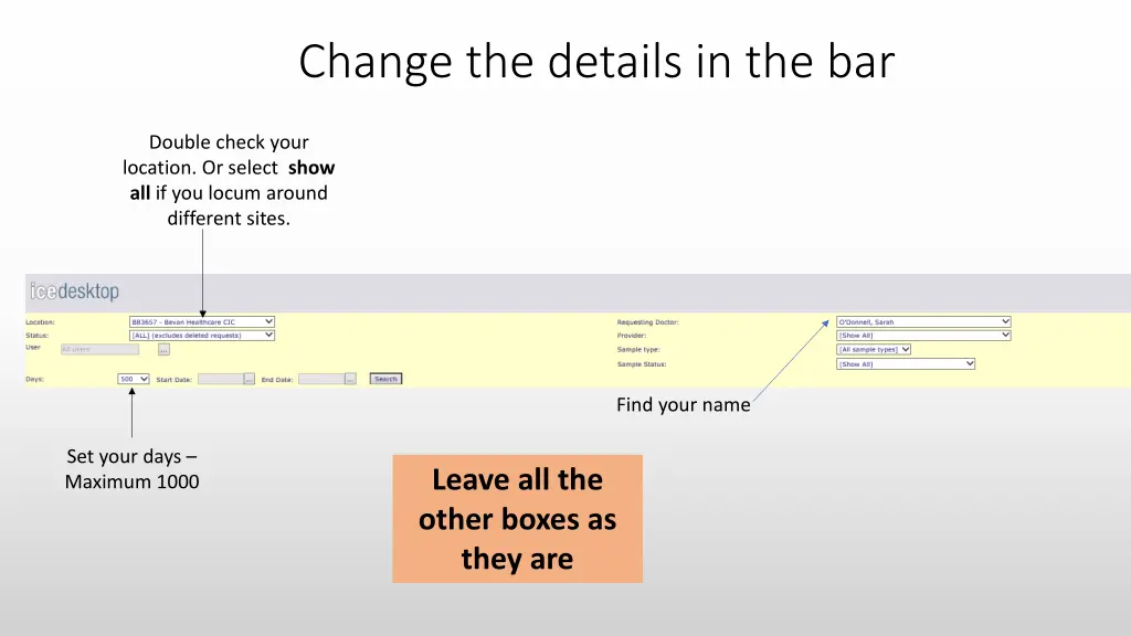 change the details in the bar