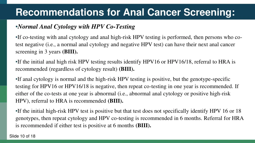 recommendations for anal cancer screening 1