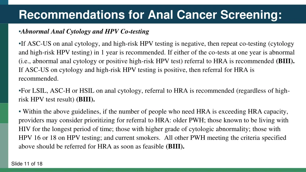 recommendations for anal cancer screening 2