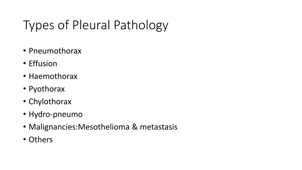 types of pleural pathology