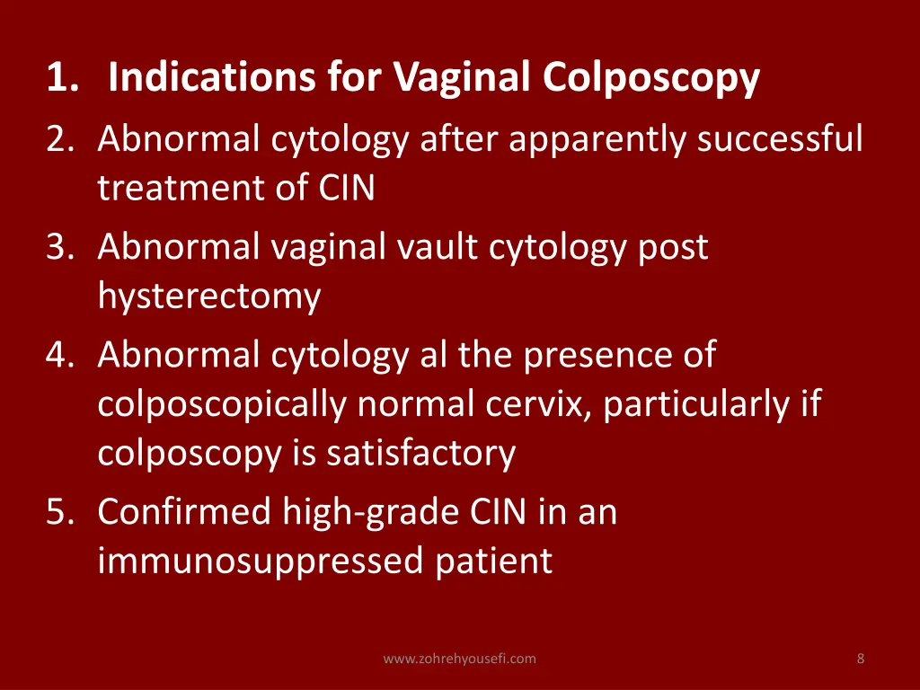 1 indications for vaginal colposcopy 2 abnormal