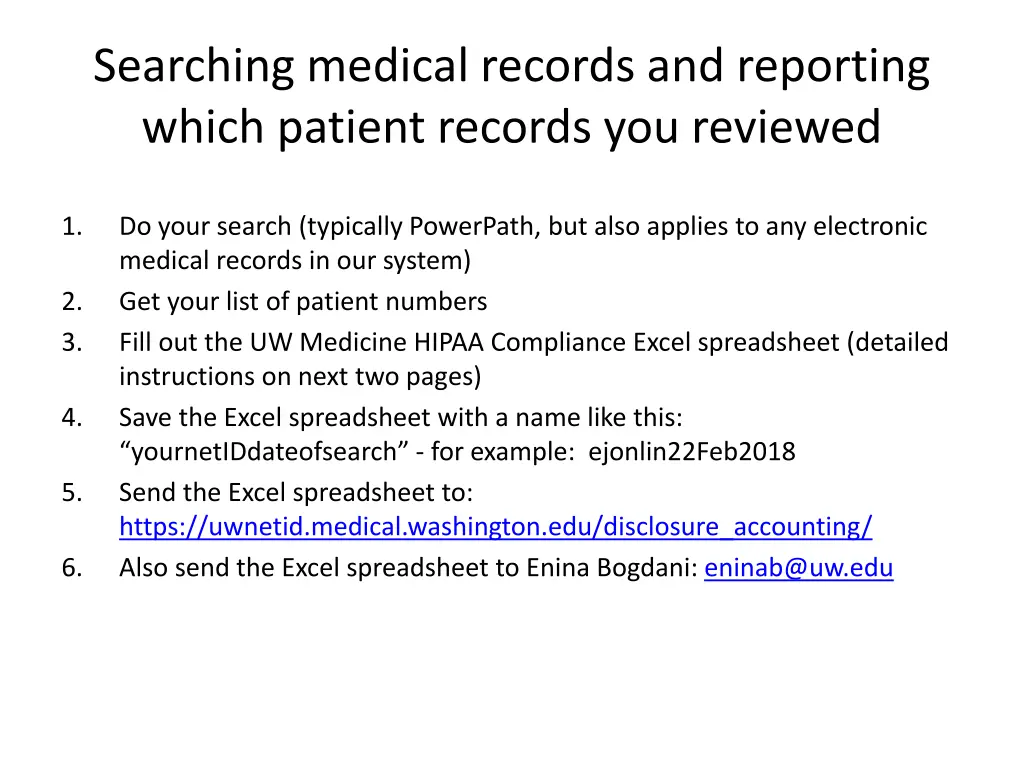 searching medical records and reporting which