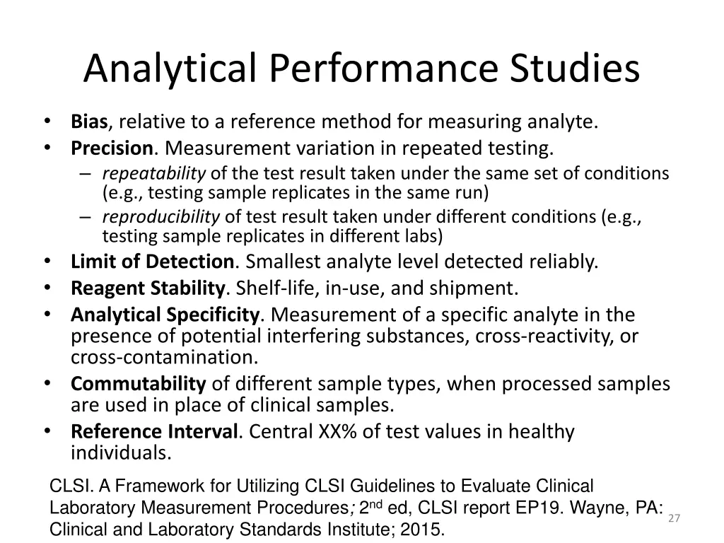 analytical performance studies
