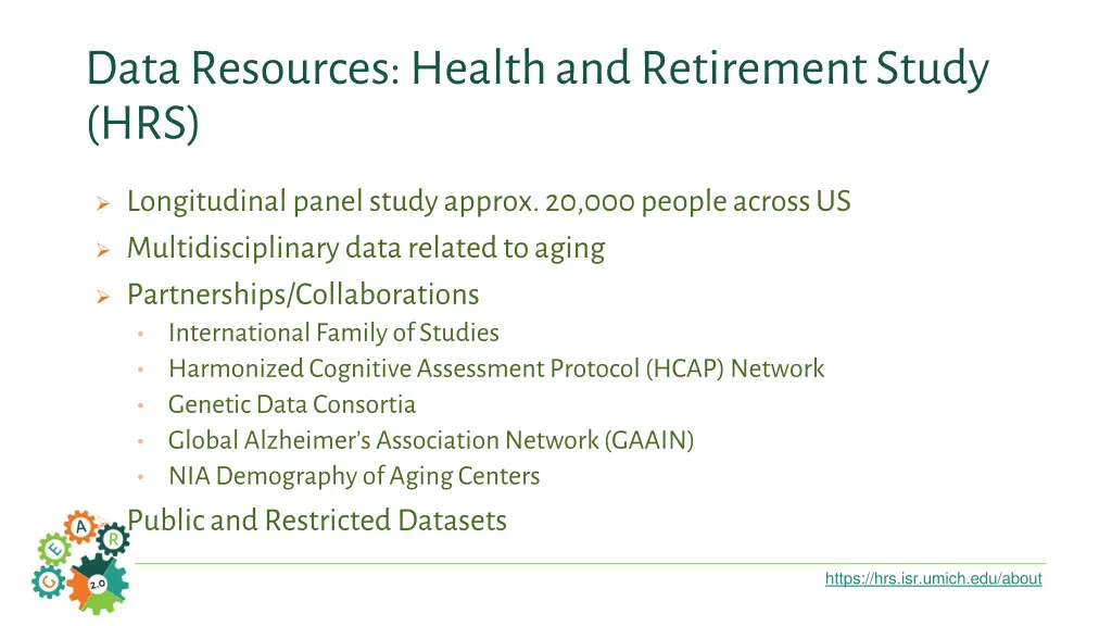 data resources health and retirement study hrs