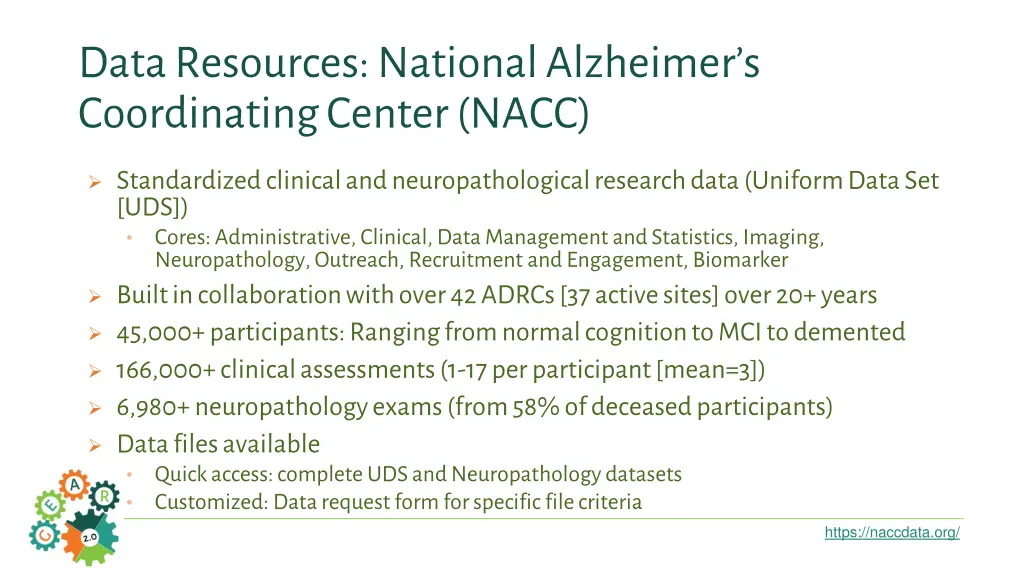 data resources national alzheimer s coordinating