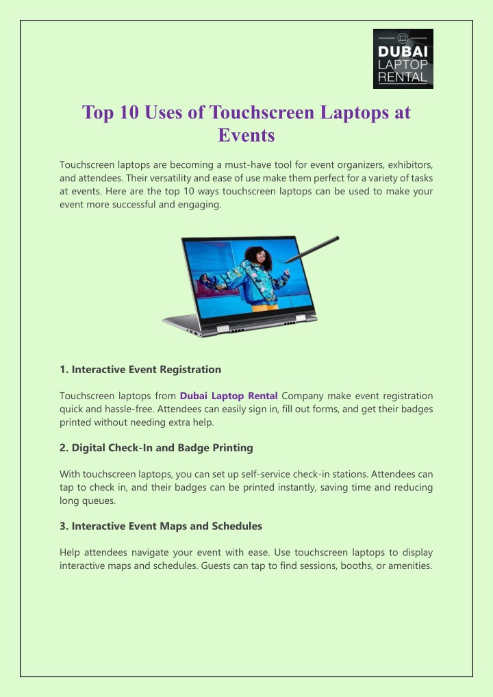 top 10 uses of touchscreen laptops at events