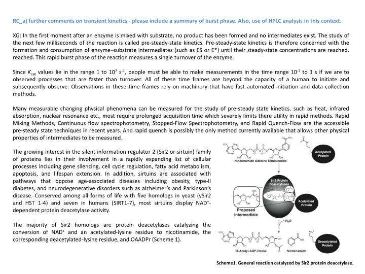 rc a further comments on transient kinetics