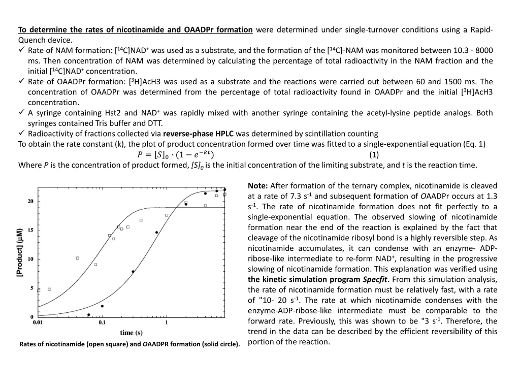 to determine the rates of nicotinamide and oaadpr