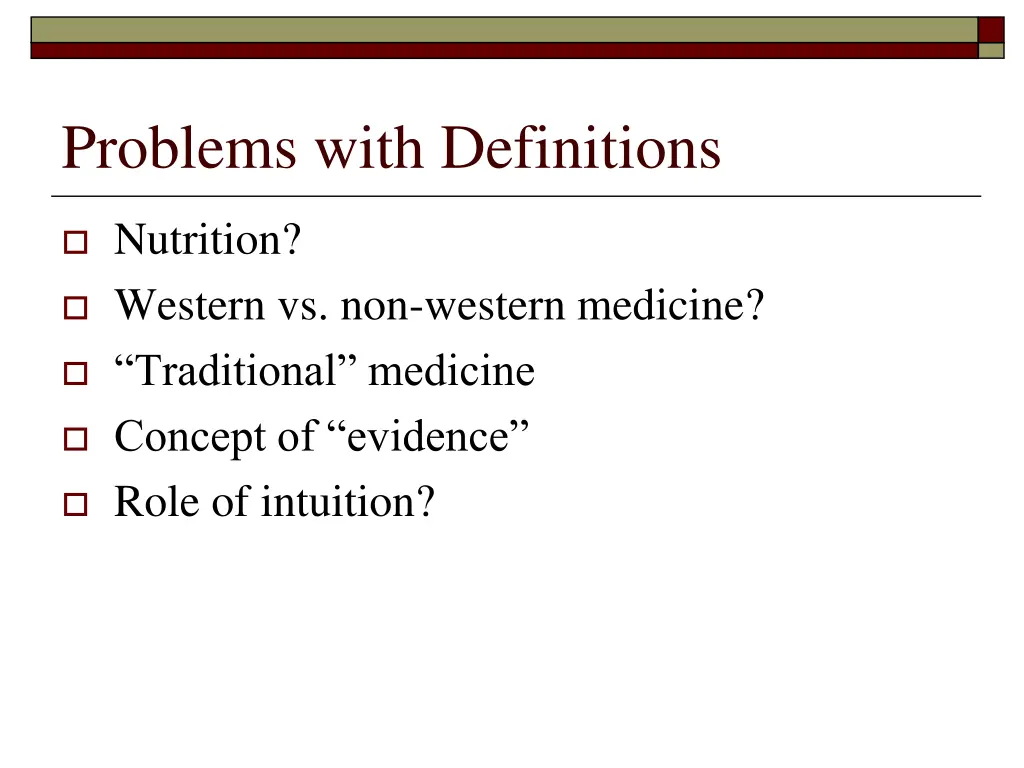 problems with definitions