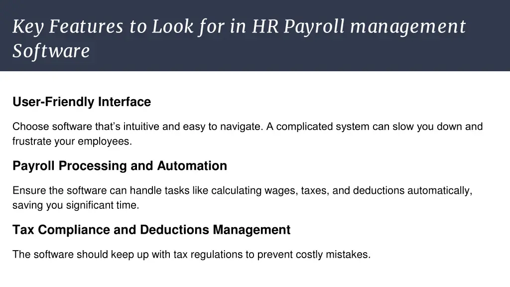 key features to look for in hr payroll management