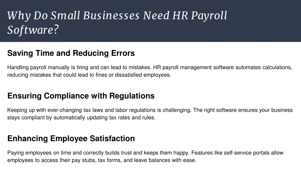 why do small businesses need hr payroll software
