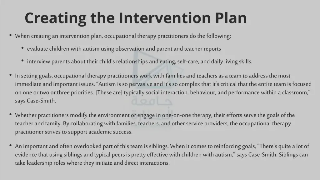 creating the intervention plan when creating
