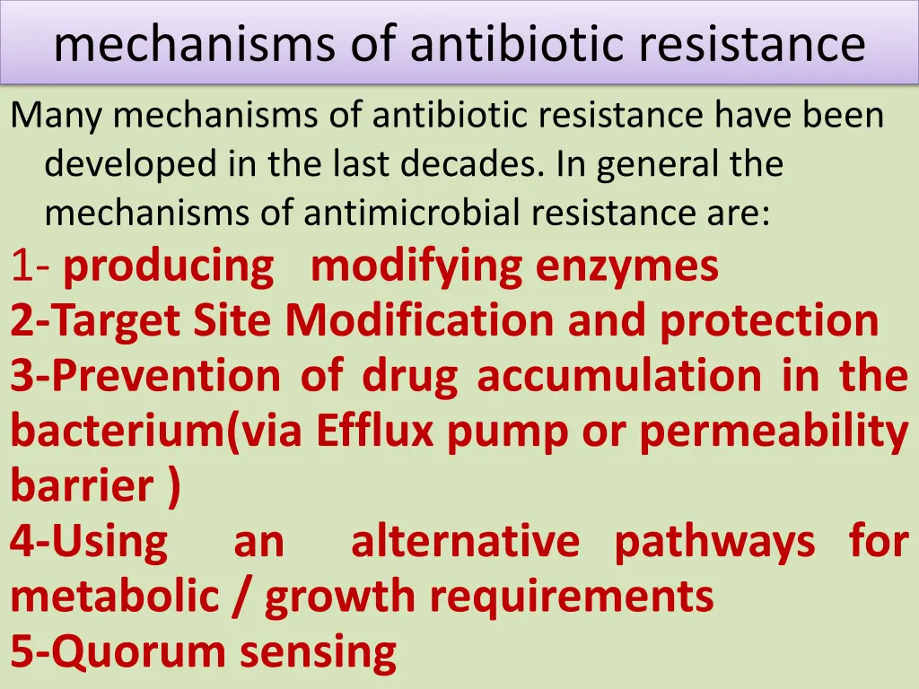 mechanisms of antibiotic resistance