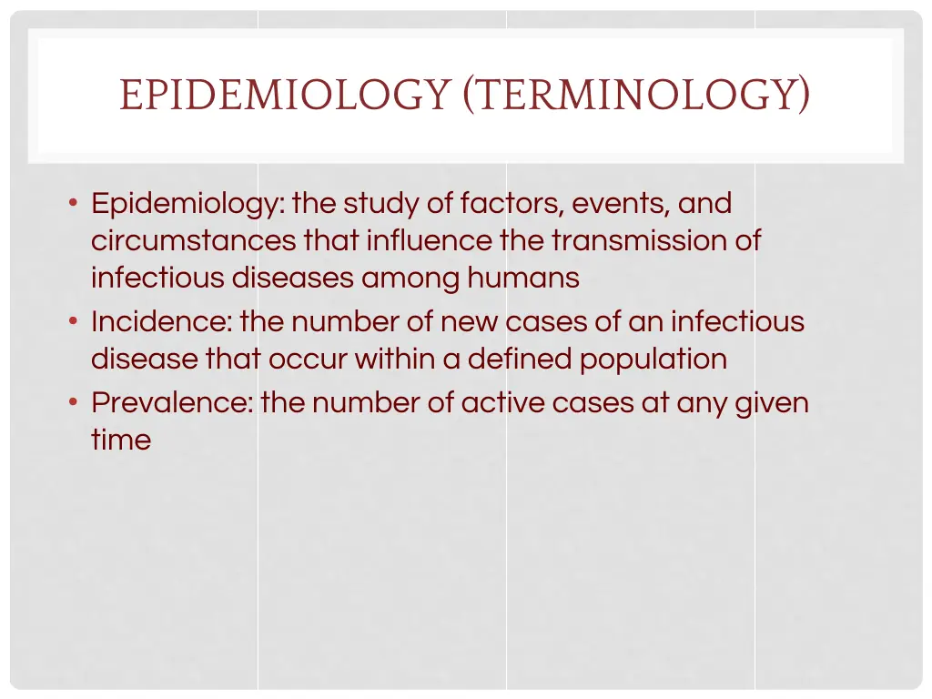 epidemiology terminology