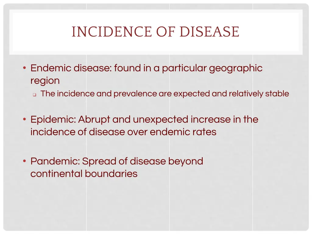 incidence of disease