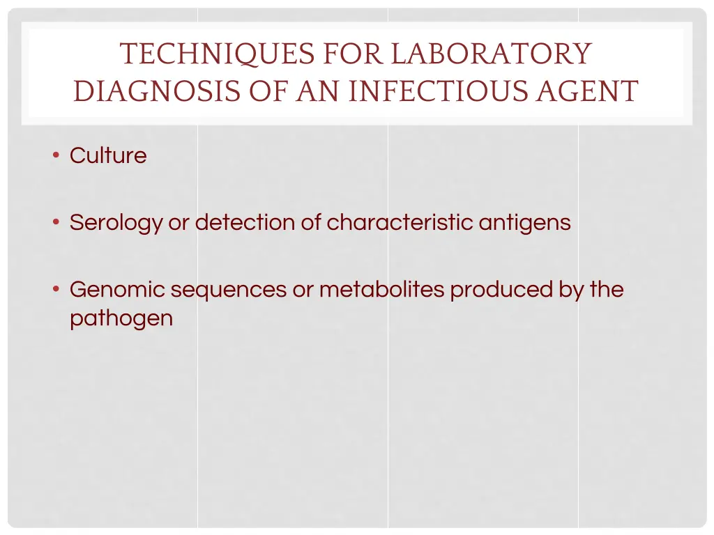 techniques for laboratory diagnosis
