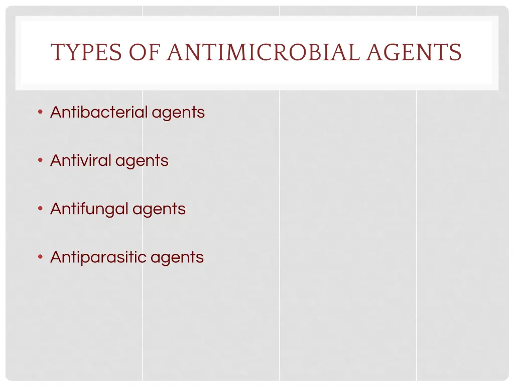 types of antimicrobial agents