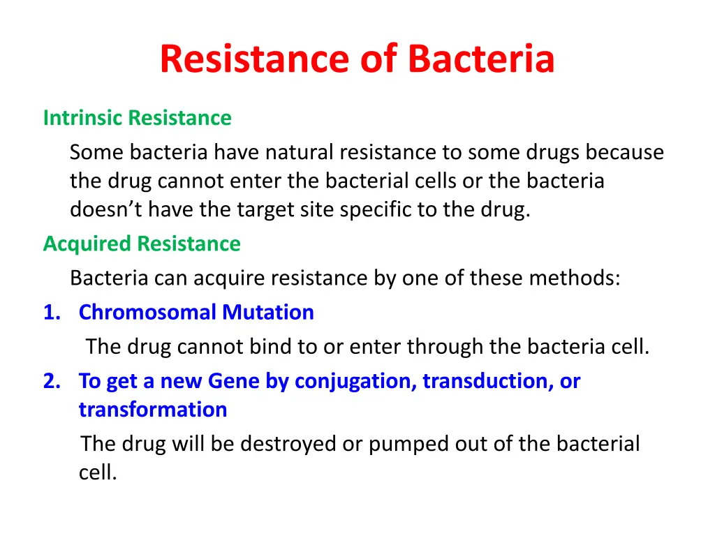 resistance of bacteria