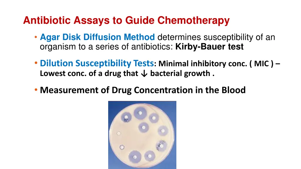 antibiotic assays to guide chemotherapy