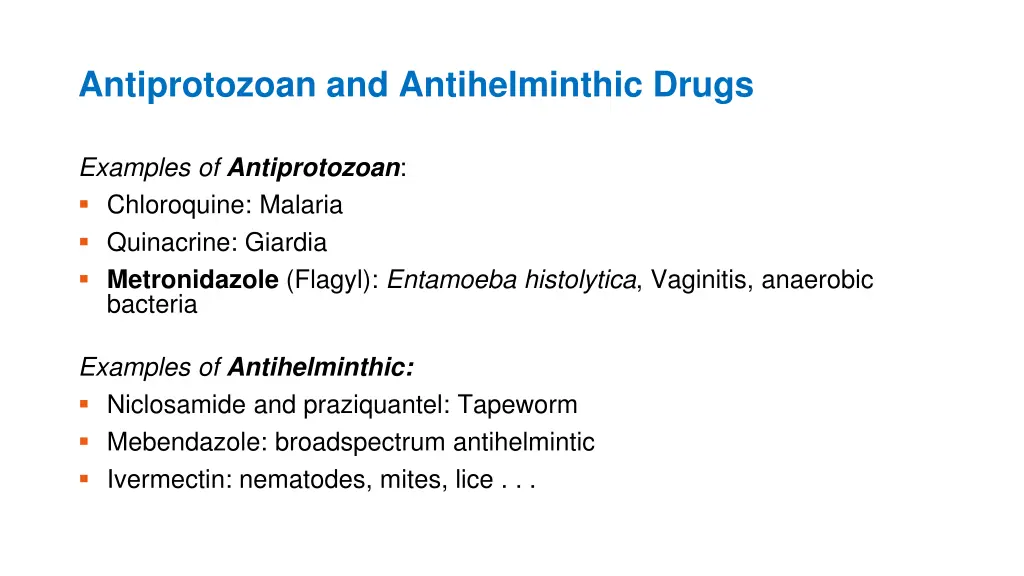 antiprotozoan and antihelminthic drugs