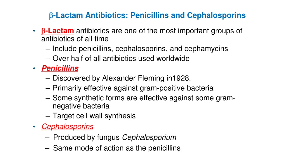 lactam antibiotics penicillins and cephalosporins