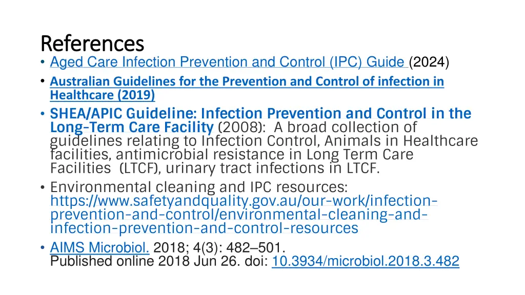 references references aged care infection