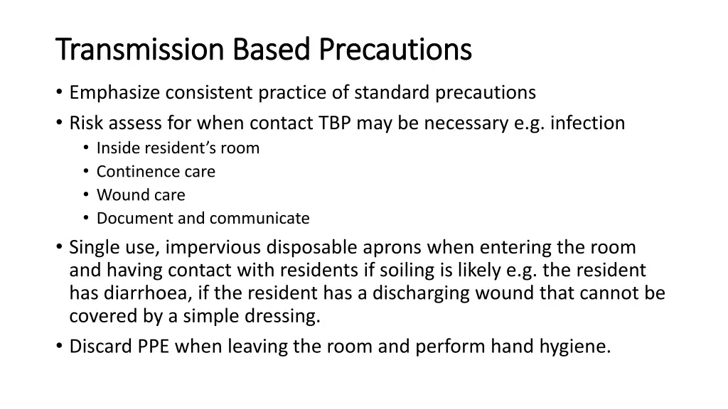 transmission based precautions transmission based