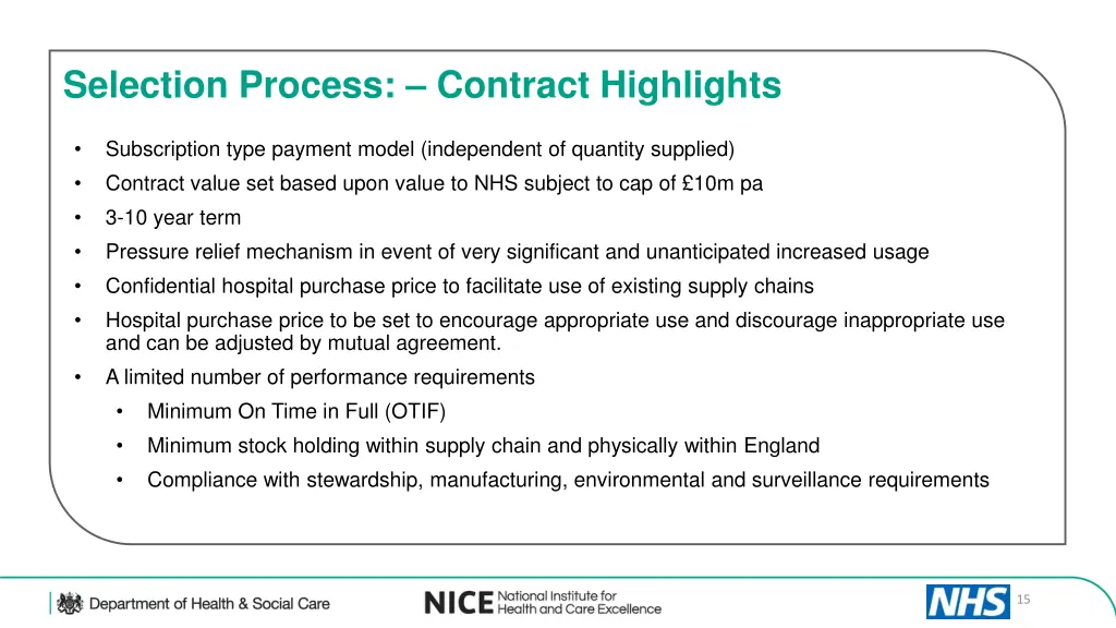 selection process contract highlights