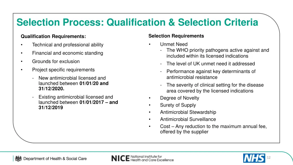 selection process qualification selection criteria