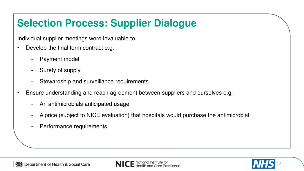 selection process supplier dialogue