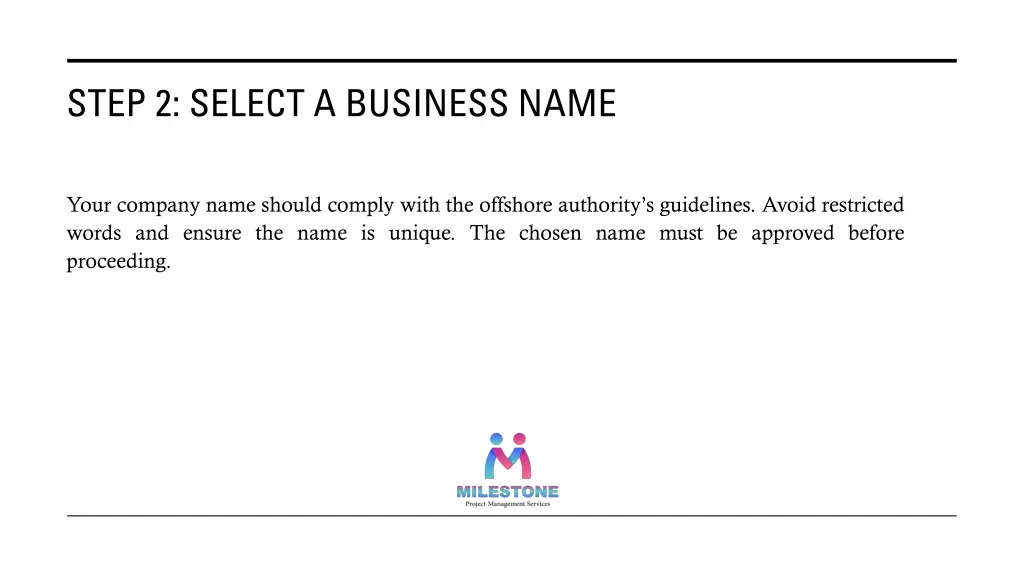 step 2 select a business name